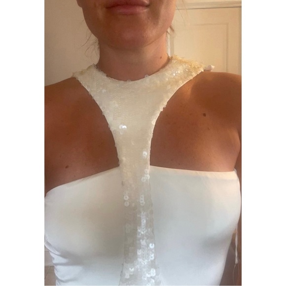 Jovani White Gown with Sequins - Picture 5 of 6